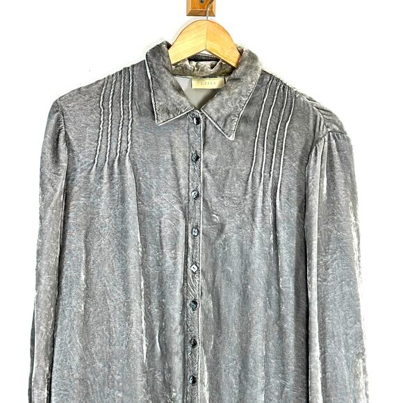 J.JILL crushed Velvet Tunic Blazer Womans Petite Small Silver‎ Pewter - Picture 3 of 10